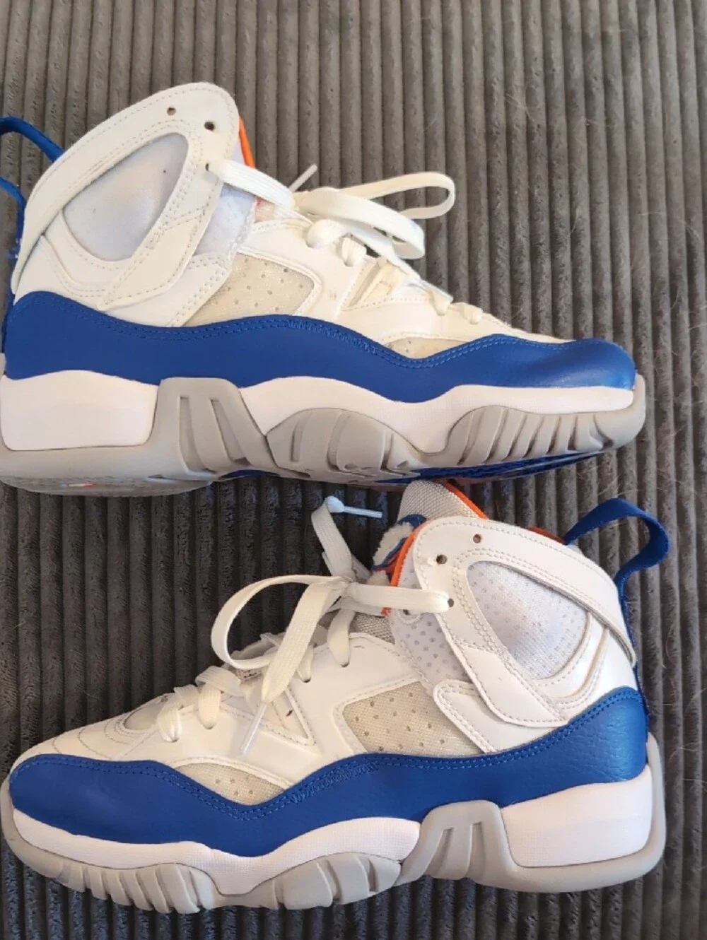 Jordan Kids White, Blue & Orange High-Top Sneakers